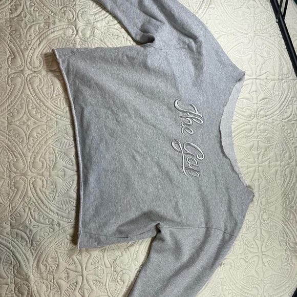 Gray The Gap Sweatshirt off the shoulder cut off cropped - Picture 4 of 4